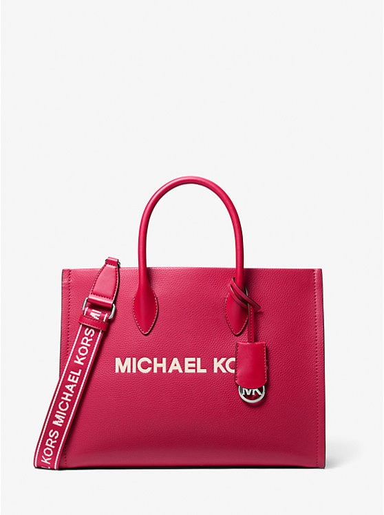 MICHAEL KORS Outlet Mirella Medium Pebbled Leather Tote Bag - Dark Raspberry