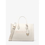 Michael Kors Outlet Mirella Medium Pebbled Leather Tote Bag - Light Cream