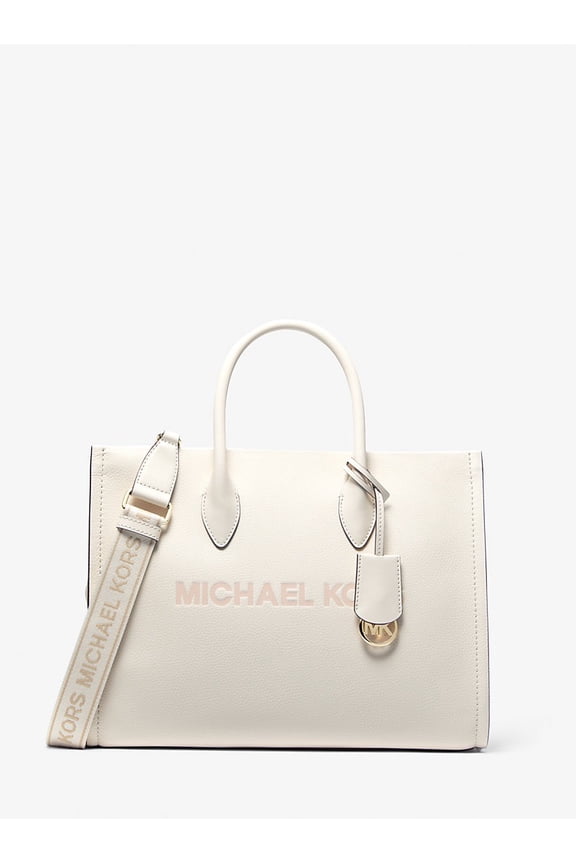 Outlet Mirella Medium Pebbled Leather Tote Bag - Light Cream