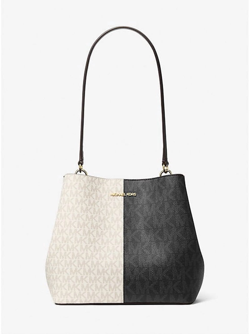 Michael Kors Outlet Pratt Medium Two-Tone Signature Logo Shoulder