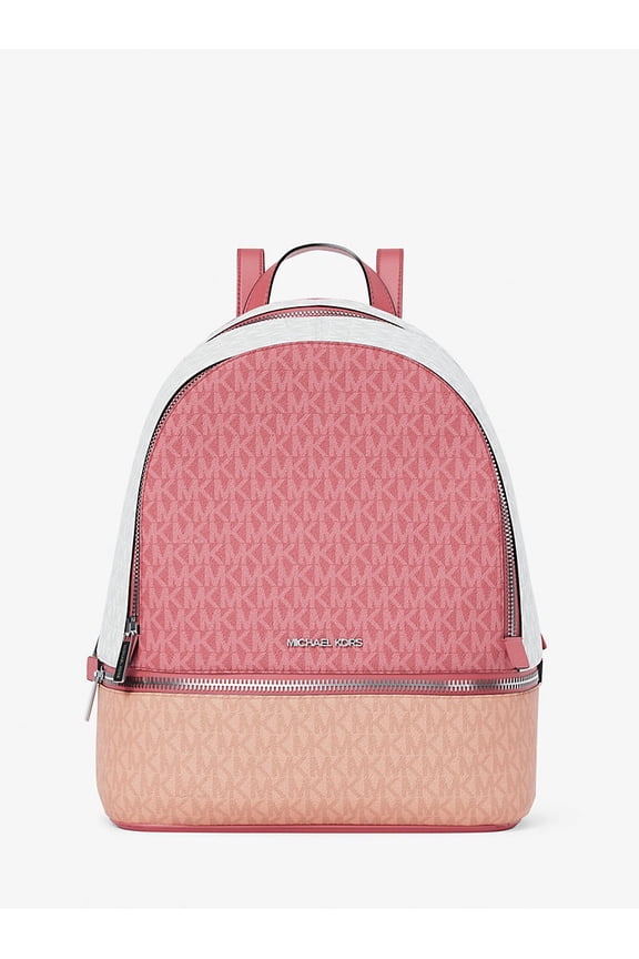 Outlet Rhea Medium Color-Block Signature Logo Backpack - Hibiscus