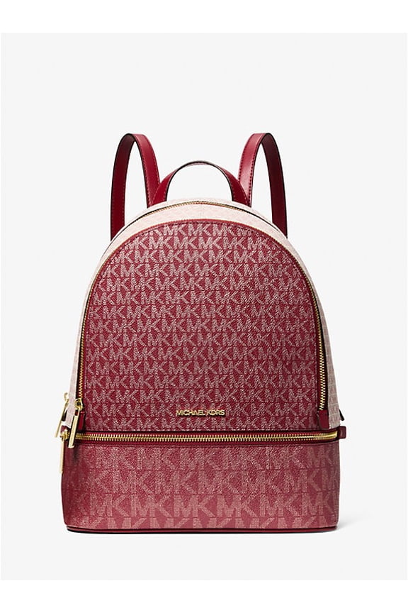 Outlet Rhea Medium Metallic Signature Logo Backpack - Cherry