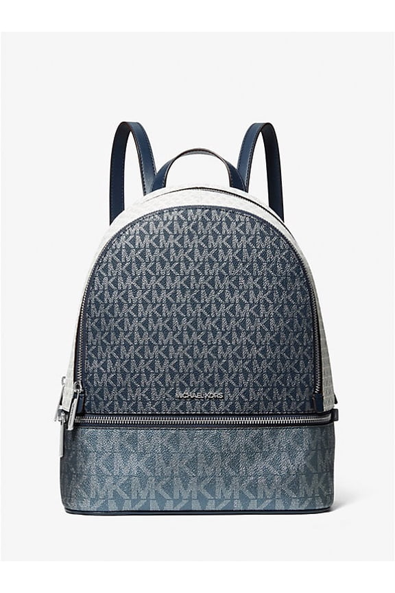Outlet Rhea Medium Metallic Signature Logo Backpack - Navy
