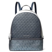 Women's Rhea Medium Metallic Signature Logo Backpack (Navy)