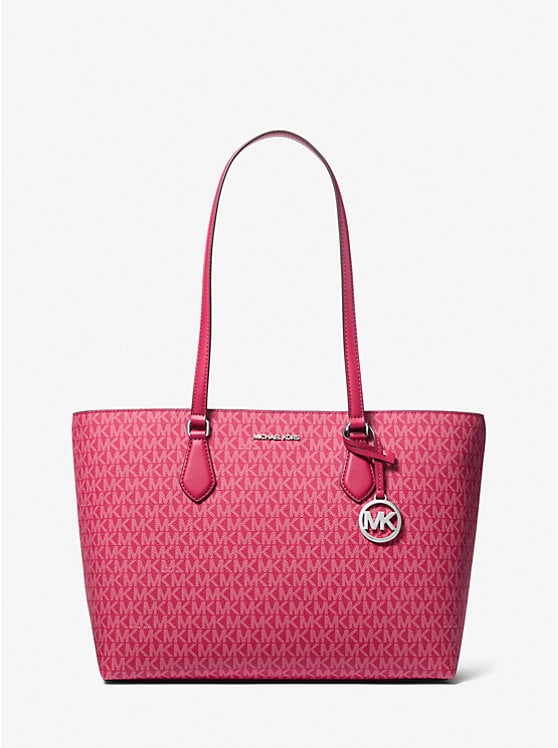 MICHAEL KORS Outlet Sheila Large Signature Logo Tote Bag - DK RASPBERRY