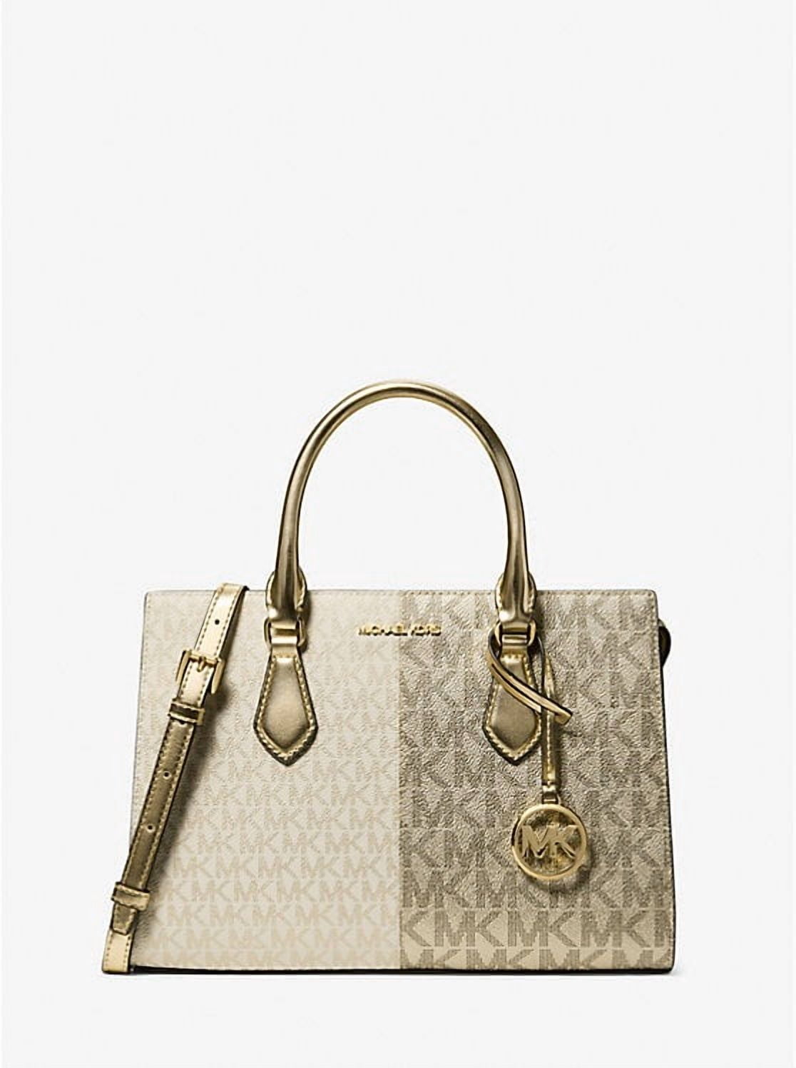 Michael Kors Sheila Medium Messenger Crossbody Purse Satchel Women Bag Gold Tote