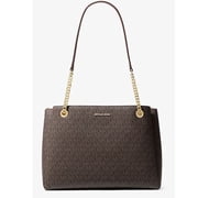 Michael Kors Soho Medium Signature Logo Tote Bag Brown Chain