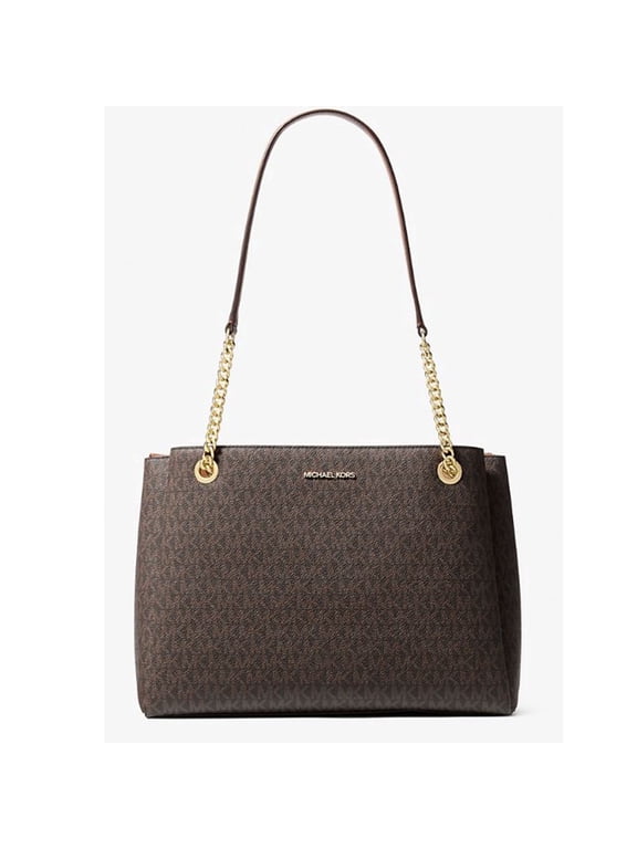 Soho Medium Signature Logo Tote Bag Brown Chain
