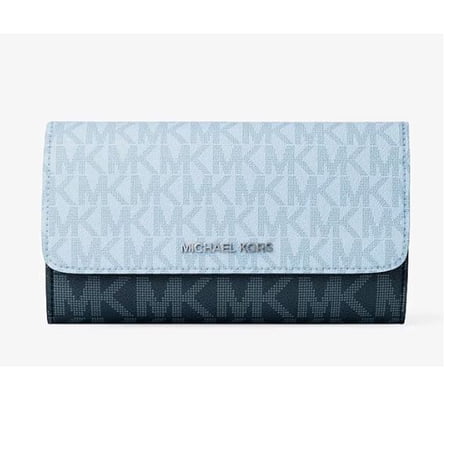 Michael Kors Women's Jet Set Travel Signature Logo Trifold Wallet 35S5STVF3B-Pale Ocean