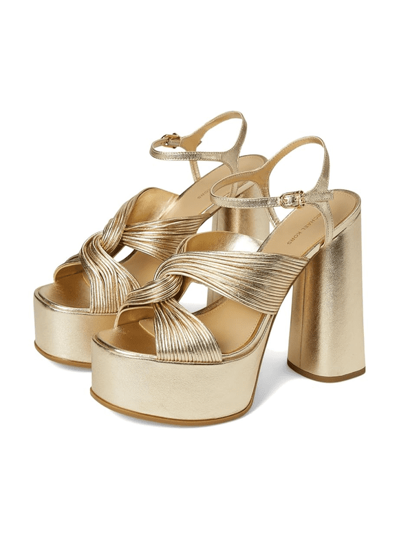 PALE GOLD Women's Alessia Metallic Platform Sandal, US 7.5