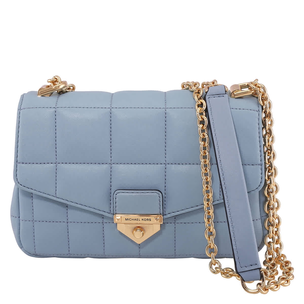 Michael Kors Pale Blue Soho Small Quilted Leather Shoulder Bag 