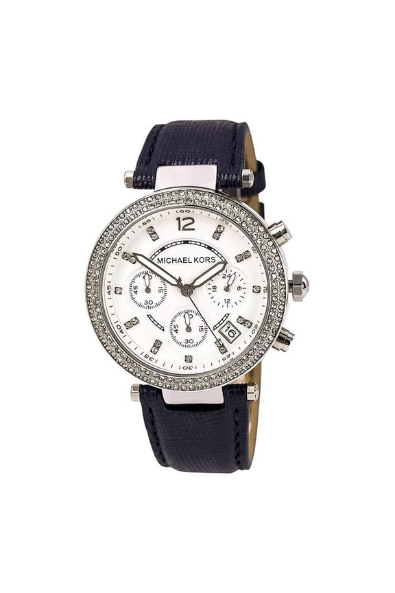 Parker Chronograph Navy Leather Ladies Watch MK2293