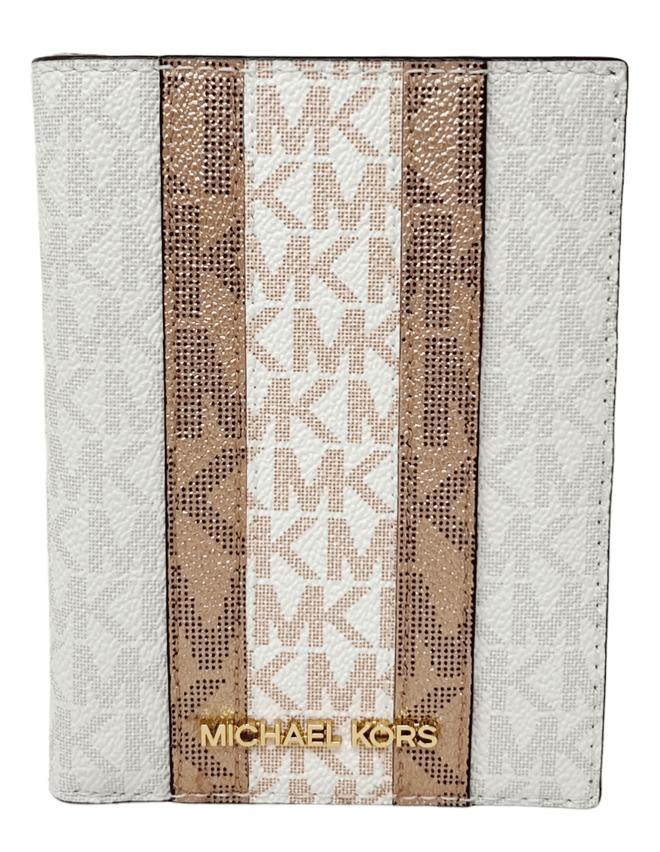 Michael Kors Passport Case Wallet MK Signature White Rose Gold