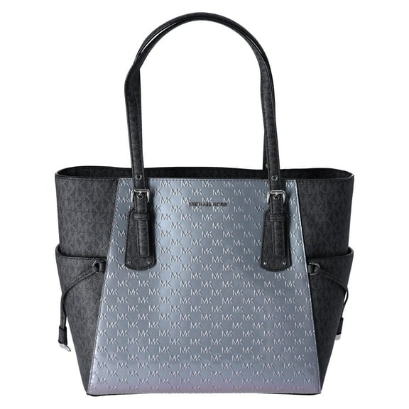 Michael Kors Patent Leather Travel Shoulder Tote Voyager, Grey