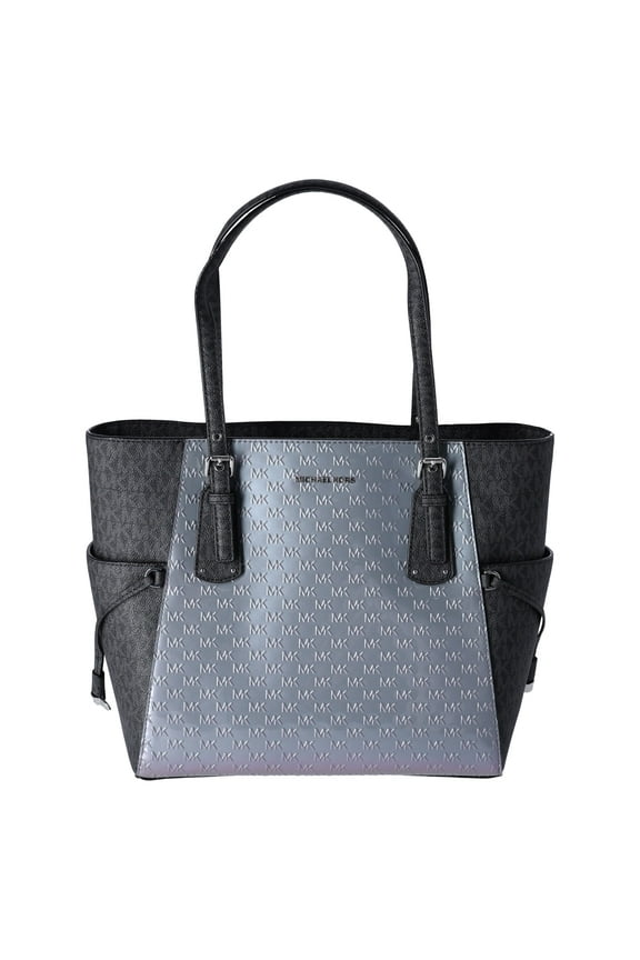 Patent Leather Travel Shoulder Tote Voyager, Grey