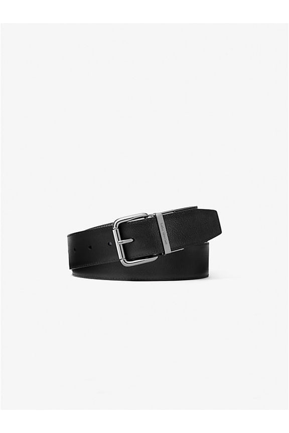 Pebbled Leather Belt 38 mm  Two Side Grey Black