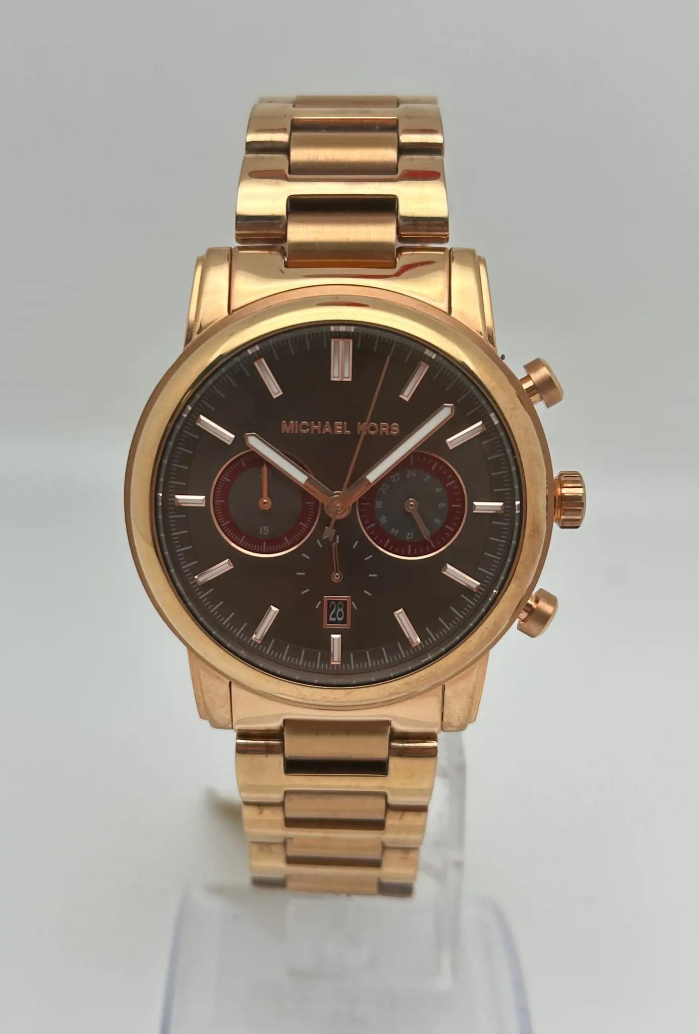 Michael Kors Pennant 43mm Rose Gold Tone Steel Grey Dial Quartz Watch MK8370 Walmart