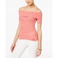 thumbnail image 1 of Michael Kors Petite Marled Ribbed Off-The-Soulder Top Red PS, 1 of 1