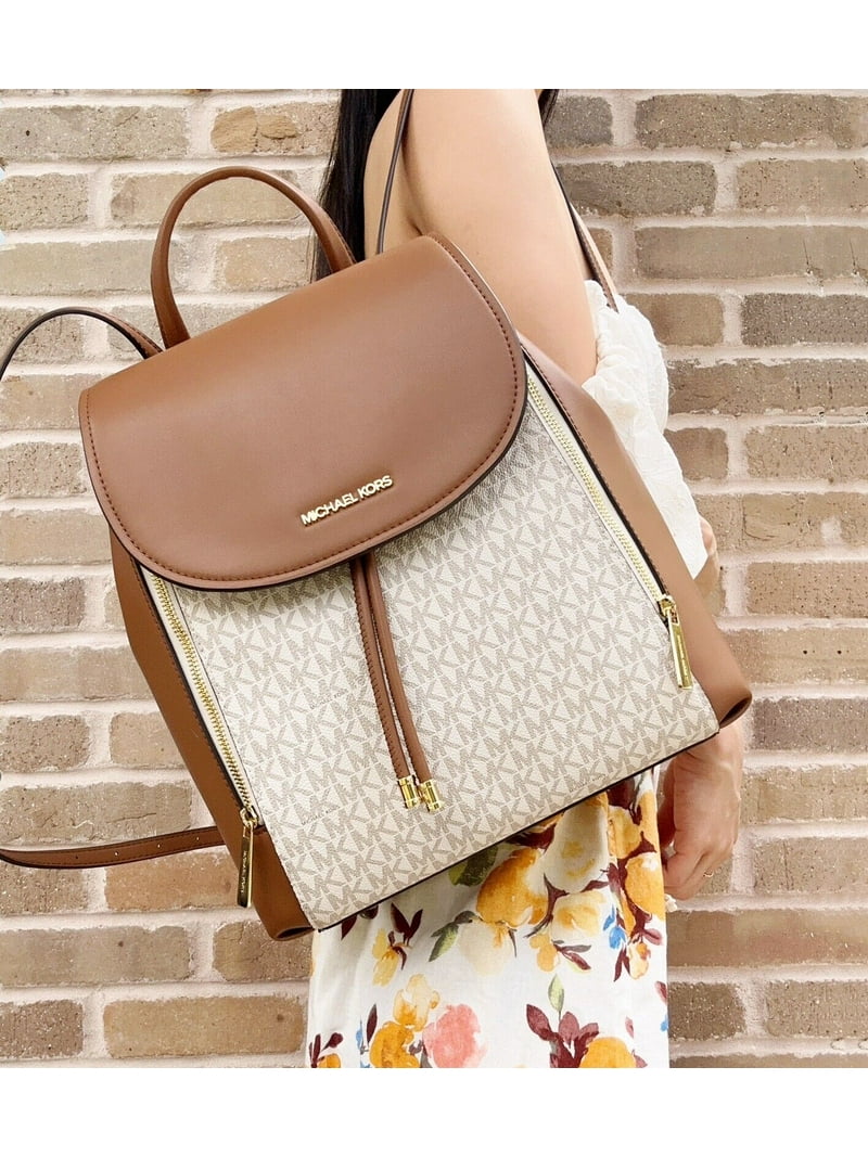 Michael Kors Phoebe Medium Vanilla Signature PVC Leather Flap