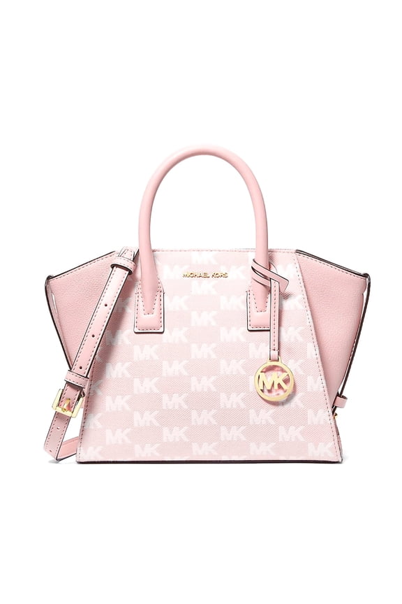 Women's Avril Small Signature Logo Jacquard Satchel Shoulder Crossbody Bag (Powder Blush)