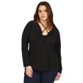thumbnail image 1 of Michael Kors Womens Chain Neck Pullover Blouse, Black, Plus Size, 1X, 1 of 1