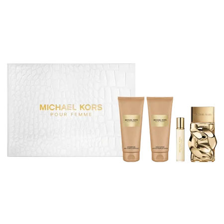 Michael Kors Pour Femme by Michael Kors for Women - 4 Pc Gift Set 3.4oz EDP Spray, 0.3oz EDP Spray(Mini), 3.4oz Body Lotion, 3.4oz Shower Gel