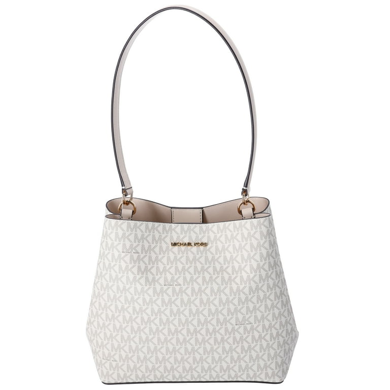 Michael Kors Pratt Medium Shoulder Bucket Bag Signature Logo Light