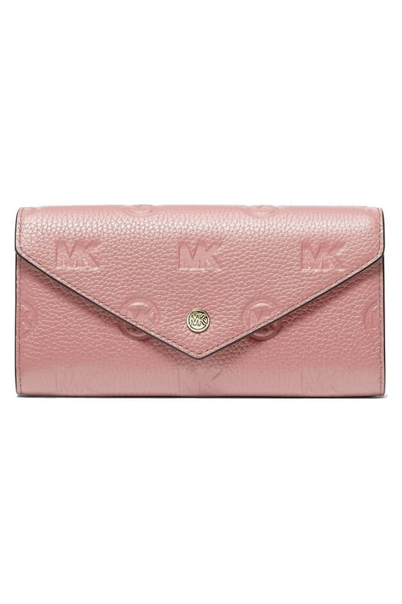 Women's Jet Set Travel Large Logo Embossed Leather Envelope Wallet Primrose 35F3GTVE7T-Pmrose