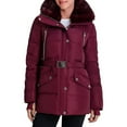 thumbnail image 1 of Michael Kors Quilted Coats for Women - Dark Ruby Extreme Cold Weather Jacket Down Coats for Women - Long-sleeve Full-zip Belted Faux Fur Women Winter Coat, 1 of 1