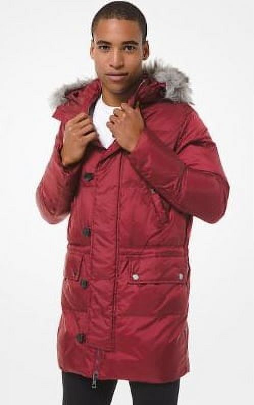 Michael Kors RED Faux Fur Trim Nylon Parka Coat, US Small - image 1 of 6