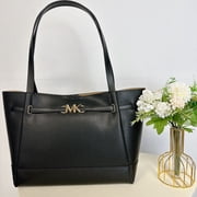 Michael Kors handbag for women Reed Large Logo Tote Bag MK bag for women, Black, Large