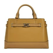 MICHAEL KORS Reed Small Center Zip Logo Belted Satchel Crossbody Black Leather