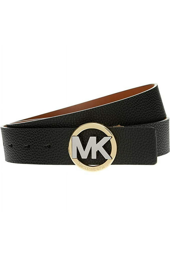 Reversible Black/Tan Two Tone MK Circle Logo Buckle Belt, Small
