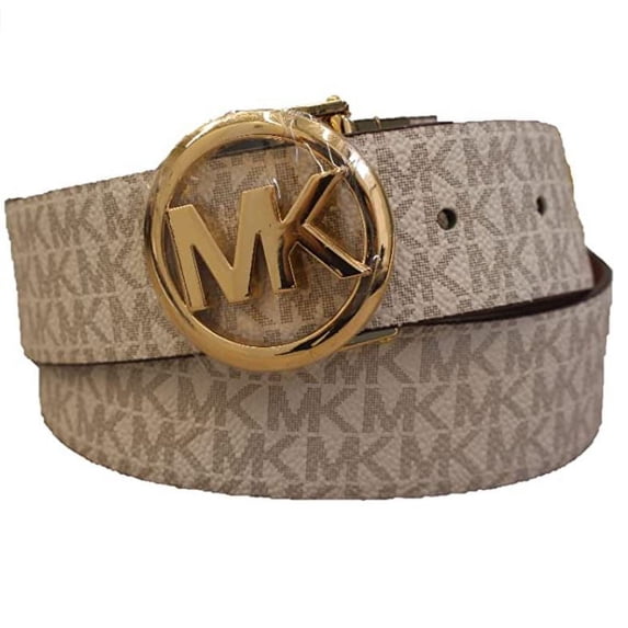 Michael Kors Reversible Buckle Belt 558385-149-m (Vanilla, Medium) MK Signature