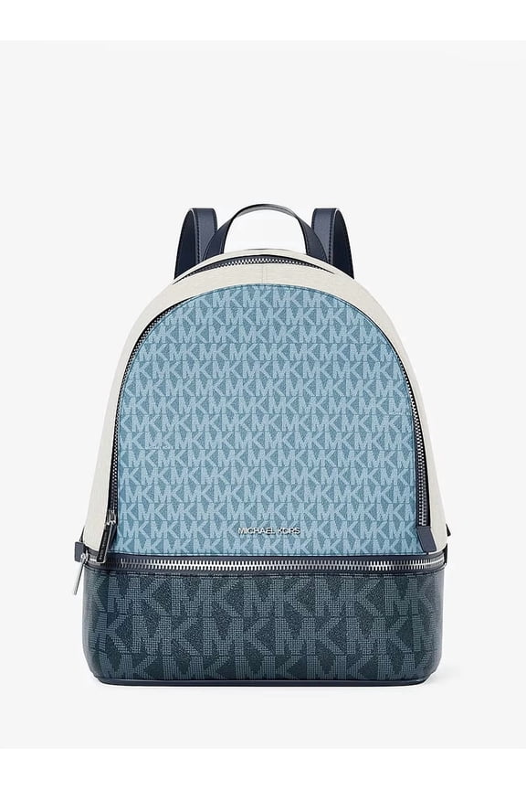 Rhea Medium Color-Block Signature Logo Backpack - Denim Multi