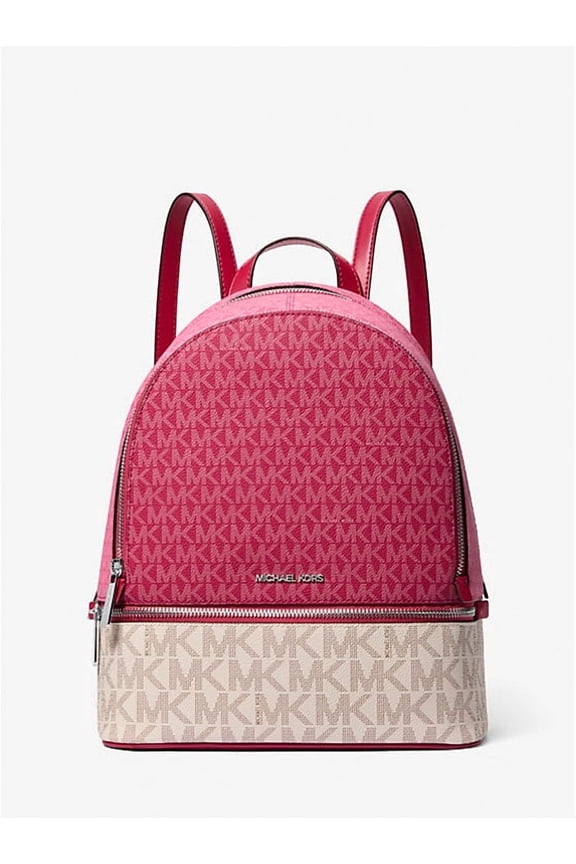 Rhea Medium Color-Block Signature Logo Backpack-Framboise Noire Multi