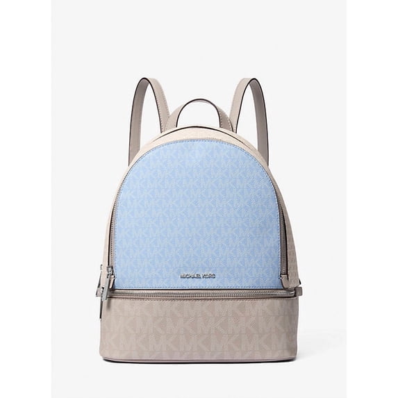 Michael Kors Rhea Medium Color-Block Signature Logo Backpack- LT SKY ...