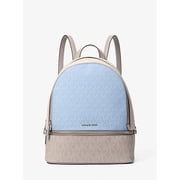 Michael Kors Rhea Medium Color-Block Signature Logo Backpack- LT SKY MLT