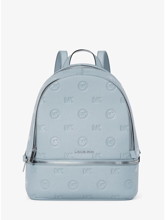 Rhea Medium Logo Debossed Backpack, Pale Ocean