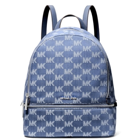 Michael Kors Rhea Medium Logo Jacquard Denim Backpack - Denim