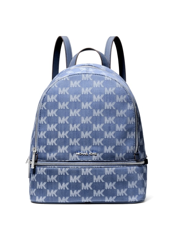Women's Rhea Medium Logo Jacquard Denim Backpack (Denim)