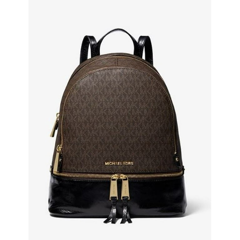 Michael Kors Rhea Medium Logo and Leather Backpack 30H8GEZB6B Brn Blk Walmart