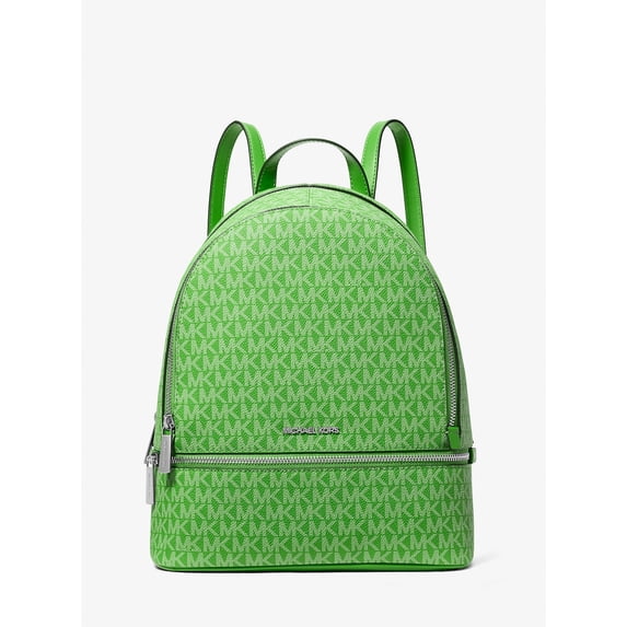 Michael Kors Rhea Medium Signature Logo Backpack - Jungle Green