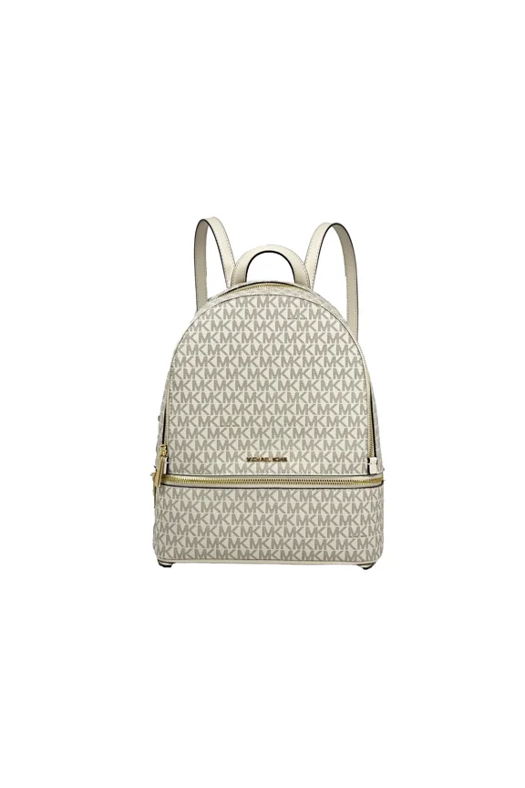 Rhea Medium Zip Pocket Backpack Bag (Light Cream)