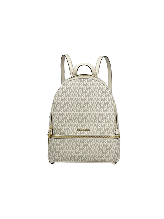 Women's Rhea Medium Signature Logo Zip Backpack (Light Cream Multi)