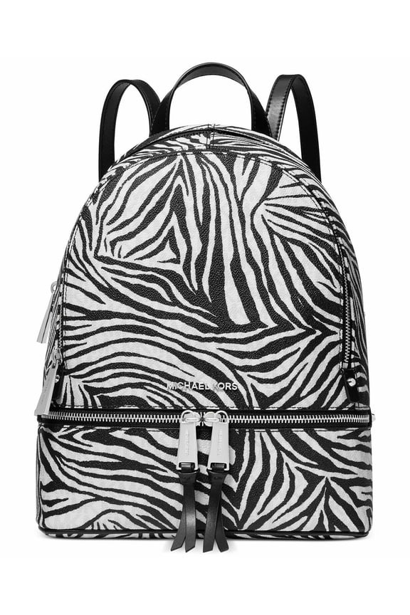 Rhea Signature Zebra Medium Backpack, Black White