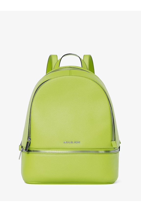 Rhea medium backpack with grained leather - Lime