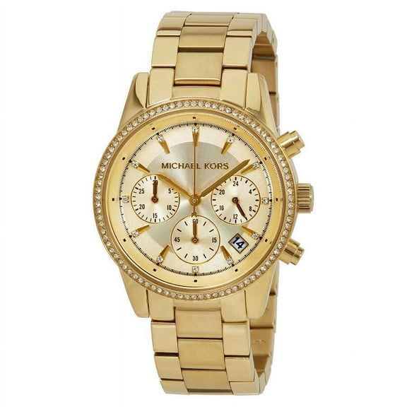 Michael Kors Ritz Chronograph Gold Dial Ladies Watch MK6356