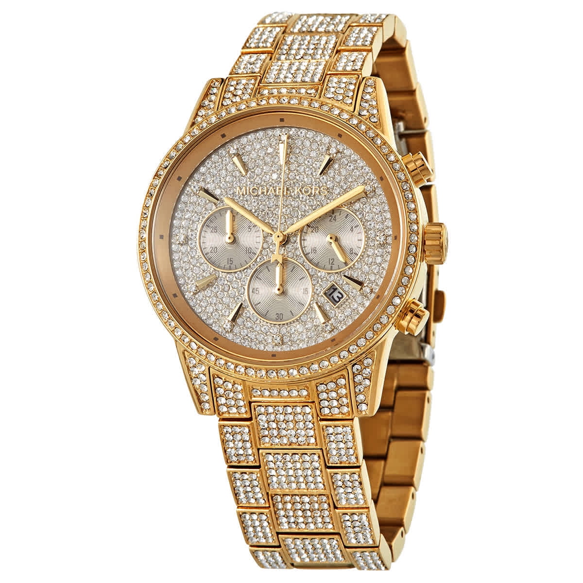 Michael kors chronograph crystal pave dial top ladies watch mk6317
