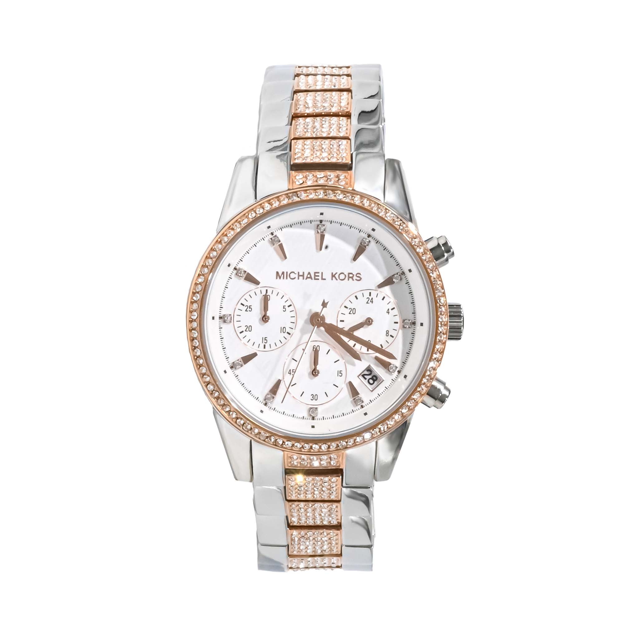 Michael Kors Ritz Chronograph Quartz Crystal Silver Dial Ladies Watch MK6651 Walmart